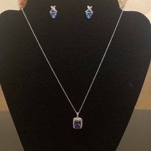 TOPAZ and DIAMONDS lab created stud earrings and necklace.  NIB